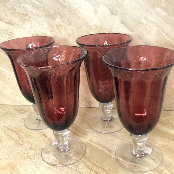 LAST SET! 4 Artland Savannah Purple Bubble Glass 14oz Drinking Glasses Goblets - Picture 15 of 16